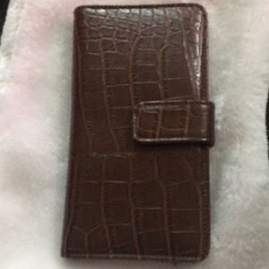 Brown Crocodile Pattern Phone Wallet Case